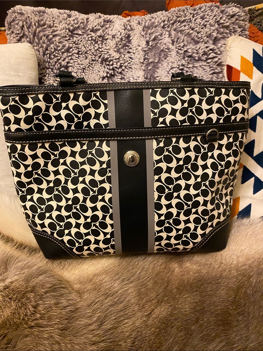Black and White Chelsea Heritage Tote Bag